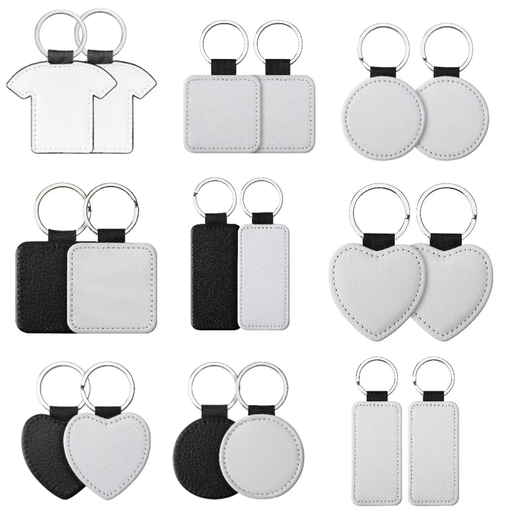 20pcs PU Keychain Key Rings PU Leather Keychain Sublimation Blanks Keyring Small Gifts for Women Car Bag Accessaries DIY Logo