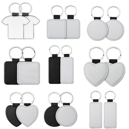 20pcs PU Keychain Key Rings PU Leather Keychain Sublimation Blanks Keyring Small Gifts for Women Car Bag Accessaries DIY Logo