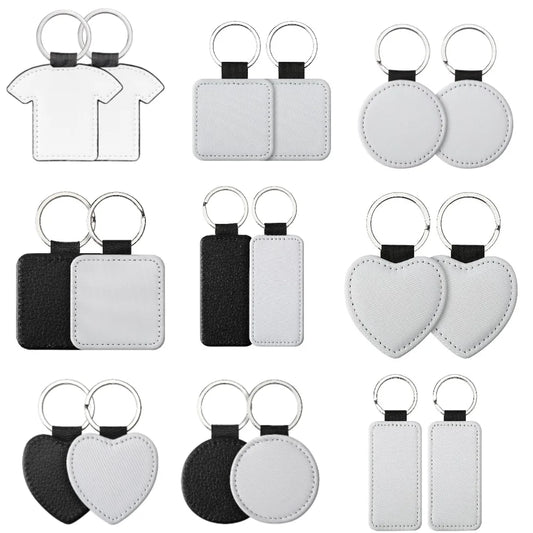 20pcs PU Keychain Key Rings PU Leather Keychain Sublimation Blanks Keyring Small Gifts for Women Car Bag Accessaries DIY Logo