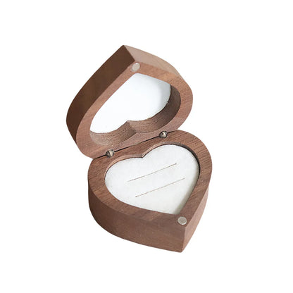10pcs Heart Shape Walnut Ring Box for Wedding Ceremony Engagement Proposal 2 Slots Earrings Holder Blanks For Laser Engraving Print