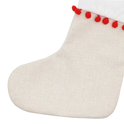 10pcs Christmas New Year Candy Bag Sublimation Linen Drawstring Gift Bag Xmas Tree Hanging Santa Socks Christmas Stockings Gift Bag