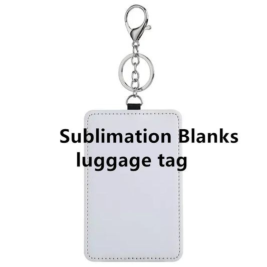 20pcs Sublimation Blanks PU Leather Suitcase Label Luggage Tags Card Bag Holder with KeyChain Tag Handbag Pendant for Custom Logo