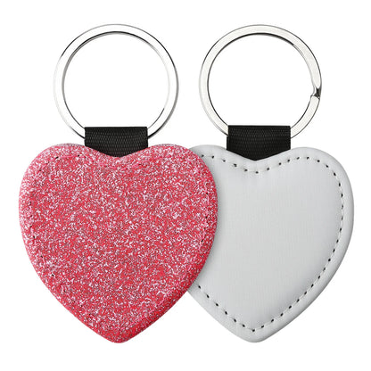 20pcs Sequin Keychain Sublimation Round&Heart&Squre Shapes PU Keychains Keyring DIY Craft Gift for Women Car Bag Accessaries