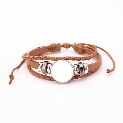 10pcs Fashion Woven Leather Rope Bracelets Sublimation Blanks Bracelet  Jewelry Gifts For Birthday Valentines Day's Gift