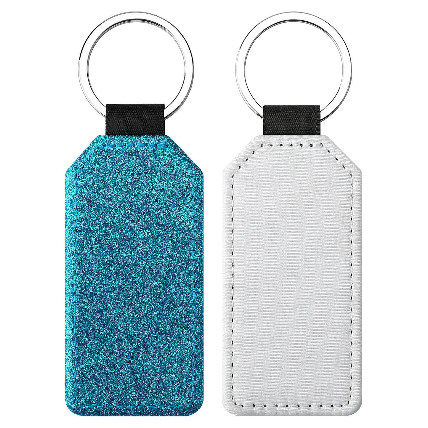 20pcs Sequin Keychain Sublimation Round&Heart&Squre Shapes PU Keychains Keyring DIY Craft Gift for Women Car Bag Accessaries