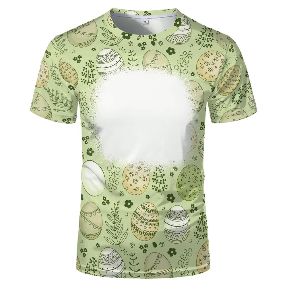 Rabbit Design Tshirt For Easter Cute Child-Parents Family Clothes Tee Tops Sublimation Blank  T-shirts For Heat Transfer Print