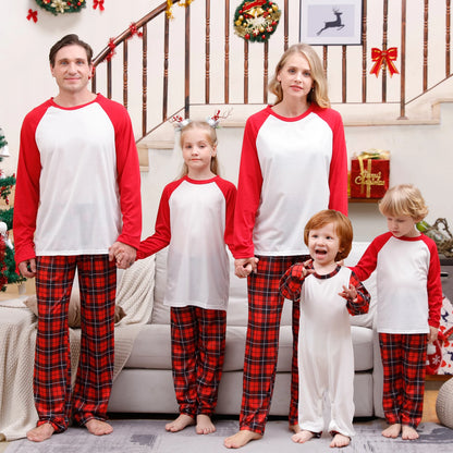 New Xmas Matching Family Outfits Sublimation Blank Tee Shirts Matching Outfits Pajamas Set Mom Dad Kids Sleepwear For DIY Print