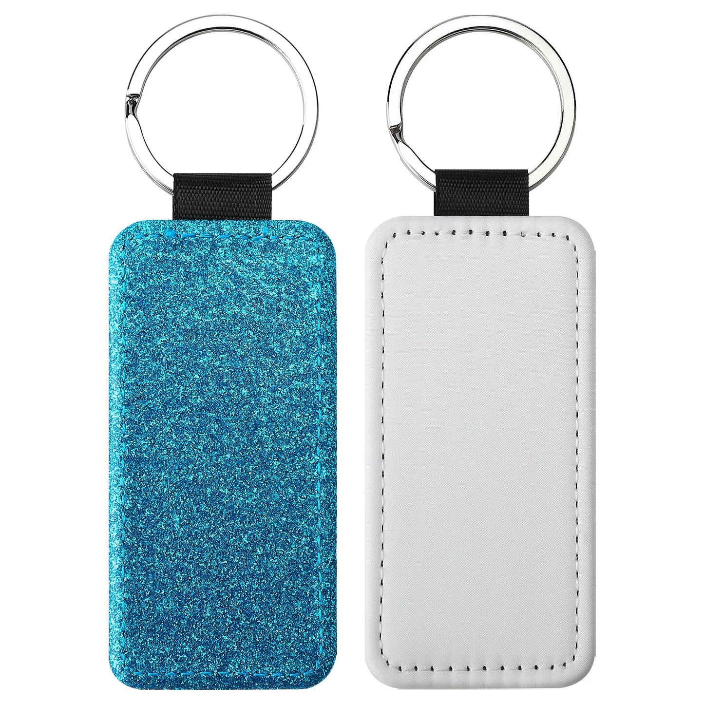 20pcs Sequin Keychain Sublimation Round&Heart&Squre Shapes PU Keychains Keyring DIY Craft Gift for Women Car Bag Accessaries