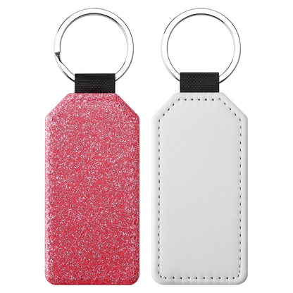 20pcs Sequin Keychain Sublimation Round&Heart&Squre Shapes PU Keychains Keyring DIY Craft Gift for Women Car Bag Accessaries