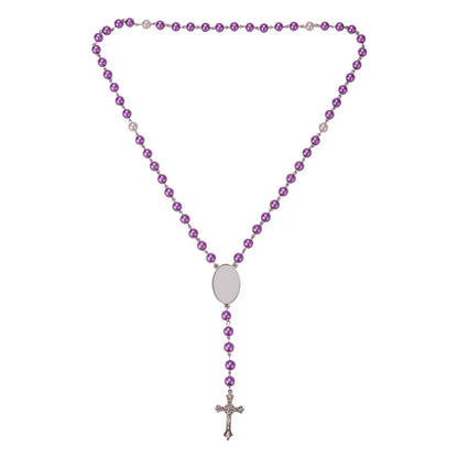 20pcs Rosary Necklace Sublimation Blanks Candy Color Beads Necklace Jewelry Creative Gift For Customize Valentine's Day Birthday etc.