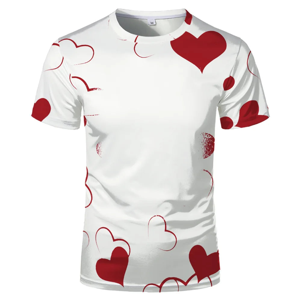 Lovers Fashion Love Summer Short Sleeve Thermal Sublimation Blank Print Love Element Crewneck T-shirt