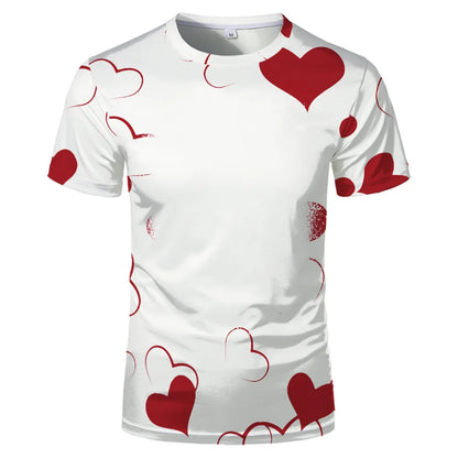 Lovers Fashion Love Summer Short Sleeve Thermal Sublimation Blank Print Love Element Crewneck T-shirt