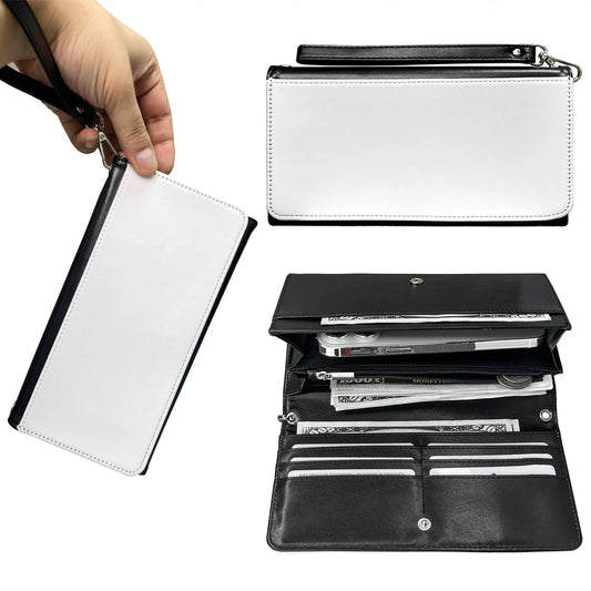 5 Pieces Sublimation Blank Women Pink Long Wallet Fashion Ladies PU Leather Wallets Large Capacity  Buckle Leather Clutch Wallet