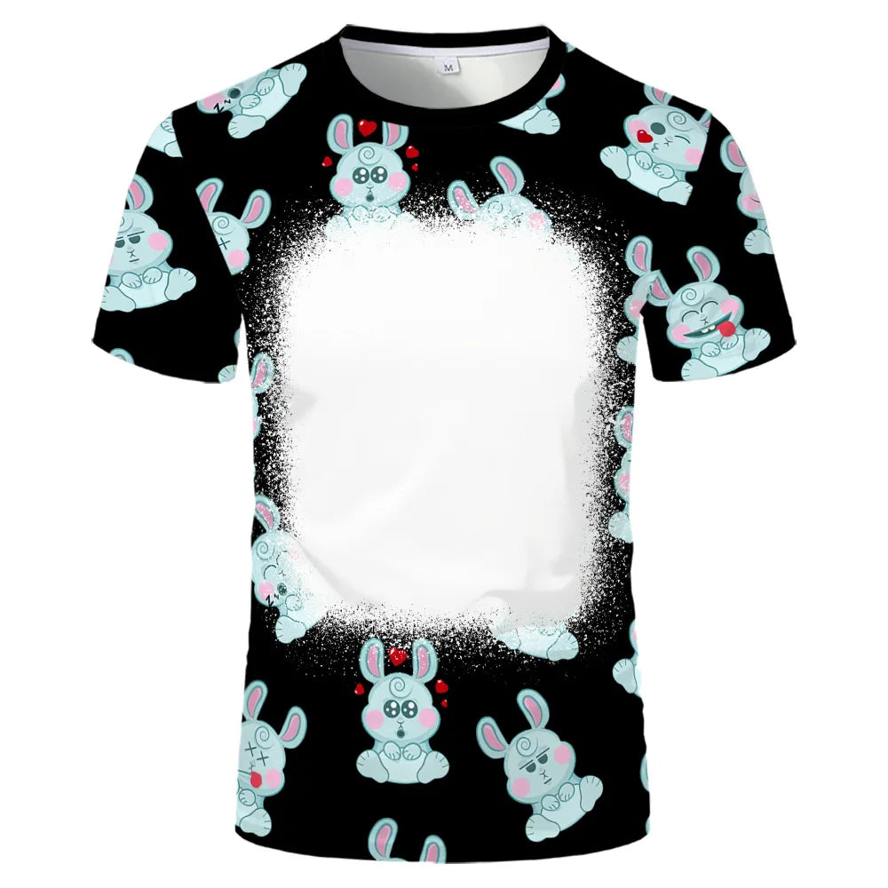 Rabbit Design Tshirt For Easter Cute Child-Parents Family Clothes Tee Tops Sublimation Blank  T-shirts For Heat Transfer Print