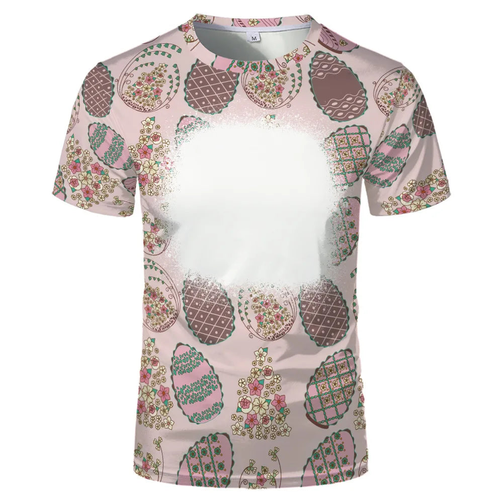 Rabbit Design Tshirt For Easter Cute Child-Parents Family Clothes Tee Tops Sublimation Blank  T-shirts For Heat Transfer Print