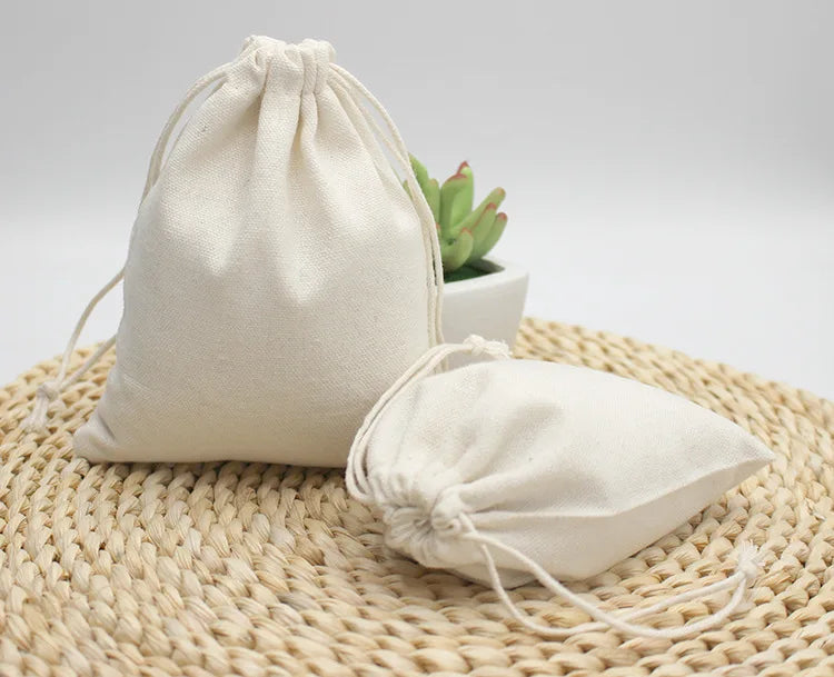 20pcs Sublimation Blank Linen Gift Bag New Year Christmas Tree Hanging Money Bags Promotional Drawstring Bags For Heat Transfer Print