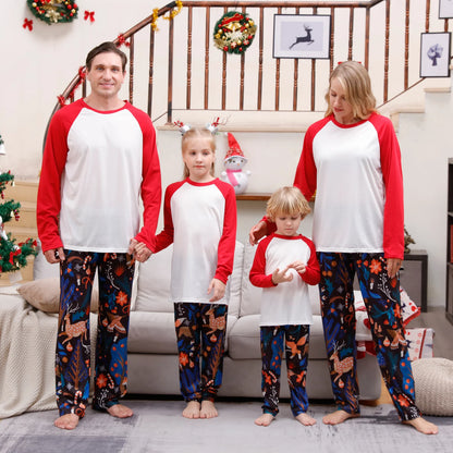 New Xmas Matching Family Outfits Sublimation Blank Tee Shirts Matching Outfits Pajamas Set Mom Dad Kids Sleepwear For DIY Print