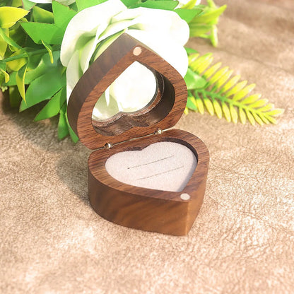 10pcs Heart Shape Walnut Ring Box for Wedding Ceremony Engagement Proposal 2 Slots Earrings Holder Blanks For Laser Engraving Print