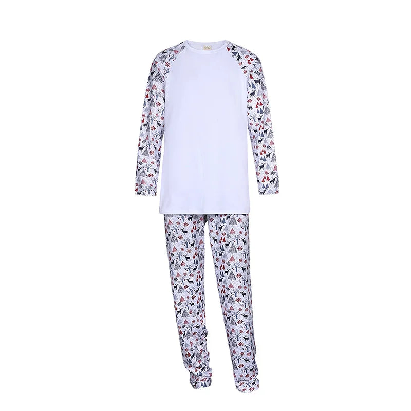 Xmas Matching Family Outfits Sublimation Tshirts Blank Parent-Child Pajamas Set Mom Dad Kids Sleepwear For Heat Transfer Print