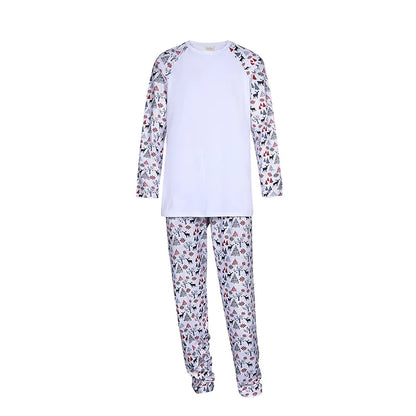 Xmas Matching Family Outfits Sublimation Tshirts Blank Parent-Child Pajamas Set Mom Dad Kids Sleepwear For Heat Transfer Print