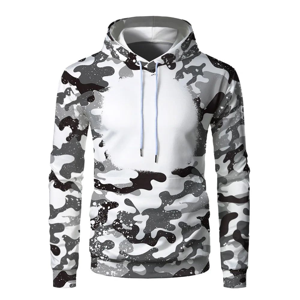 Sublimation Hoodies Fashion Camouflage Print Pullover Sweatshirts Front Blanks Autumn Winter Hoodies For Heat Transfer Print