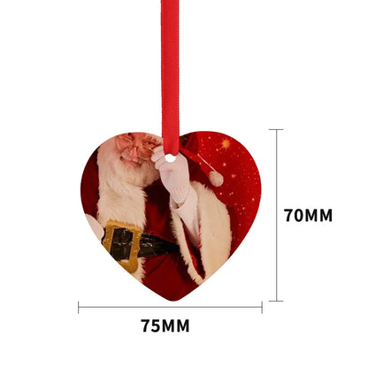 20pcs Sublimation Blank Snowflake Star Pendants Red Ribbon Design Xmas Tree Hanging Ornament For Custom Christmas New Year Gift