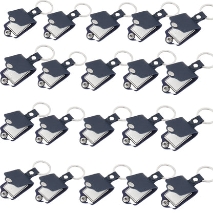 20pcs PU Leather Keychain Sublimation Blank Simple KeyChains Small Gifts With Metal Photo Frame Pendant For Logo Photo Print