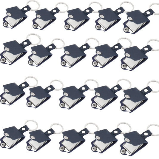 20pcs PU Leather Keychain Sublimation Blank Simple KeyChains Small Gifts With Metal Photo Frame Pendant For Logo Photo Print