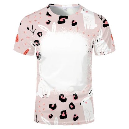 Rabbit Design Tshirt For Easter Cute Child-Parents Family Clothes Tee Tops Sublimation Blank  T-shirts For Heat Transfer Print