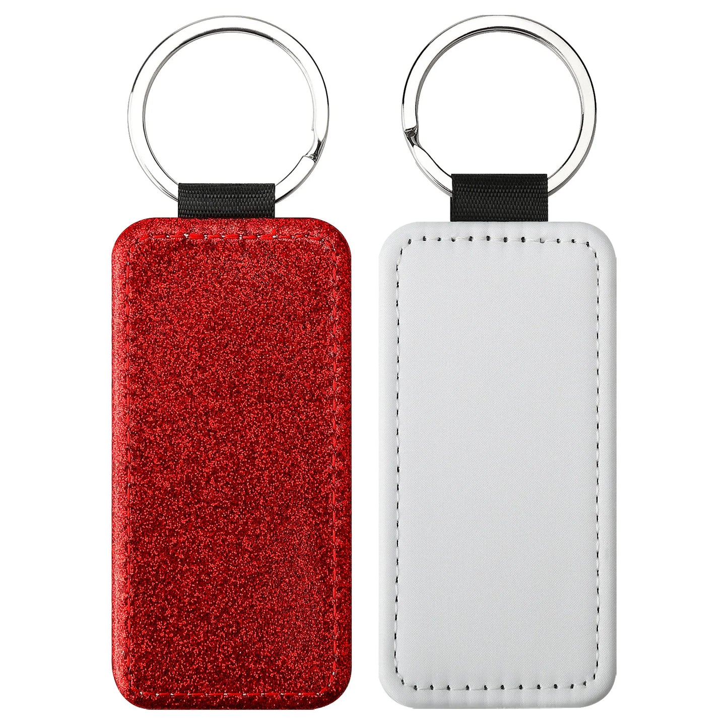 20pcs Sequin Keychain Sublimation Round&Heart&Squre Shapes PU Keychains Keyring DIY Craft Gift for Women Car Bag Accessaries