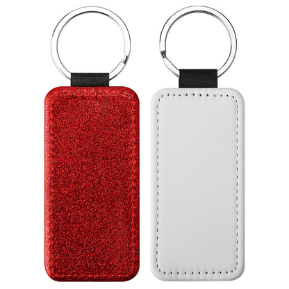 20pcs Sequin Keychain Sublimation Round&Heart&Squre Shapes PU Keychains Keyring DIY Craft Gift for Women Car Bag Accessaries