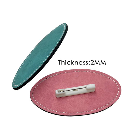 10pcs PU Pin Brooches Wedding Bouquet Pin Oval Shape Badge Leather Pin Brooch For Name Photo Printed
