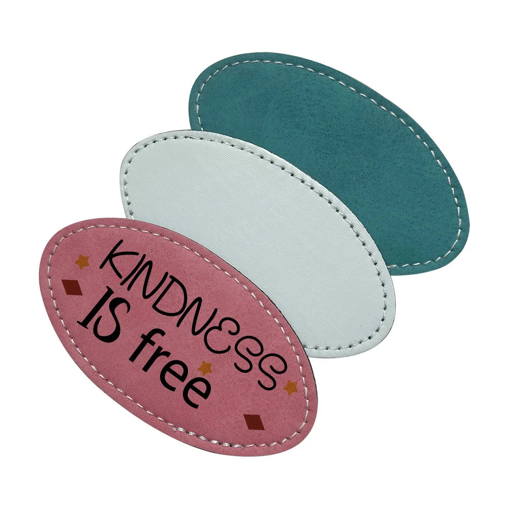 10pcs PU Pin Brooches Wedding Bouquet Pin Oval Shape Badge Leather Pin Brooch For Name Photo Printed