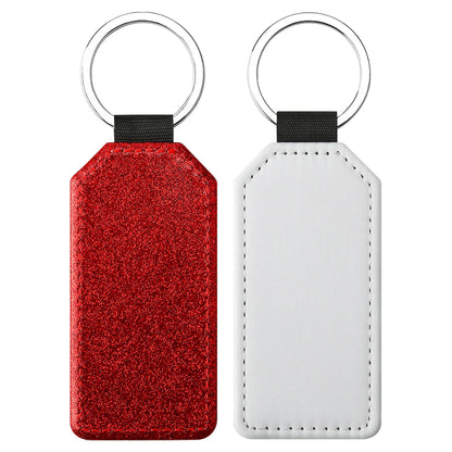 20pcs Sequin Keychain Sublimation Round&Heart&Squre Shapes PU Keychains Keyring DIY Craft Gift for Women Car Bag Accessaries