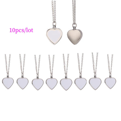 10pcs/lot Love Heart Pendant Necklace For Women Girls Gift Sublimation Blank Necklaces For Custom Anniversary Birthday Gifts