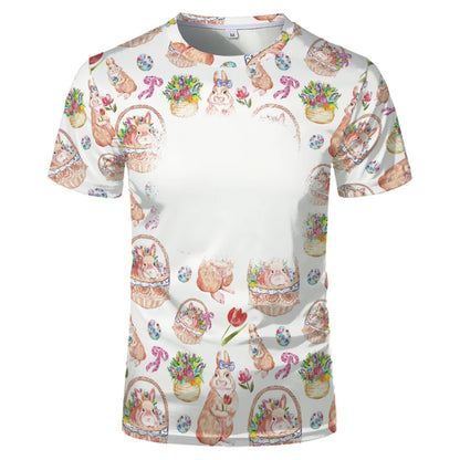 Rabbit Design Tshirt For Easter Cute Child-Parents Family Clothes Tee Tops Sublimation Blank  T-shirts For Heat Transfer Print