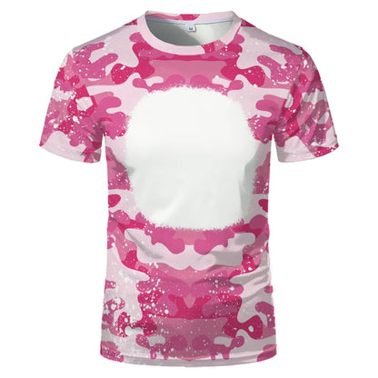 2023 Hot Sell Sublimation Blank Colorful Faux Bleached Polyester T-shirts Man Women Kids Casual Short Sleeve Summer Tops Tee