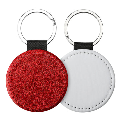 20pcs Sequin Keychain Sublimation Round&Heart&Squre Shapes PU Keychains Keyring DIY Craft Gift for Women Car Bag Accessaries