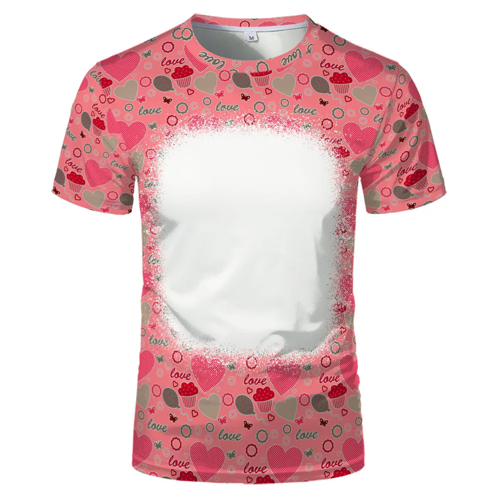 Lovers Fashion Love Summer Short Sleeve Thermal Sublimation Blank Print Love Element Crewneck T-shirt