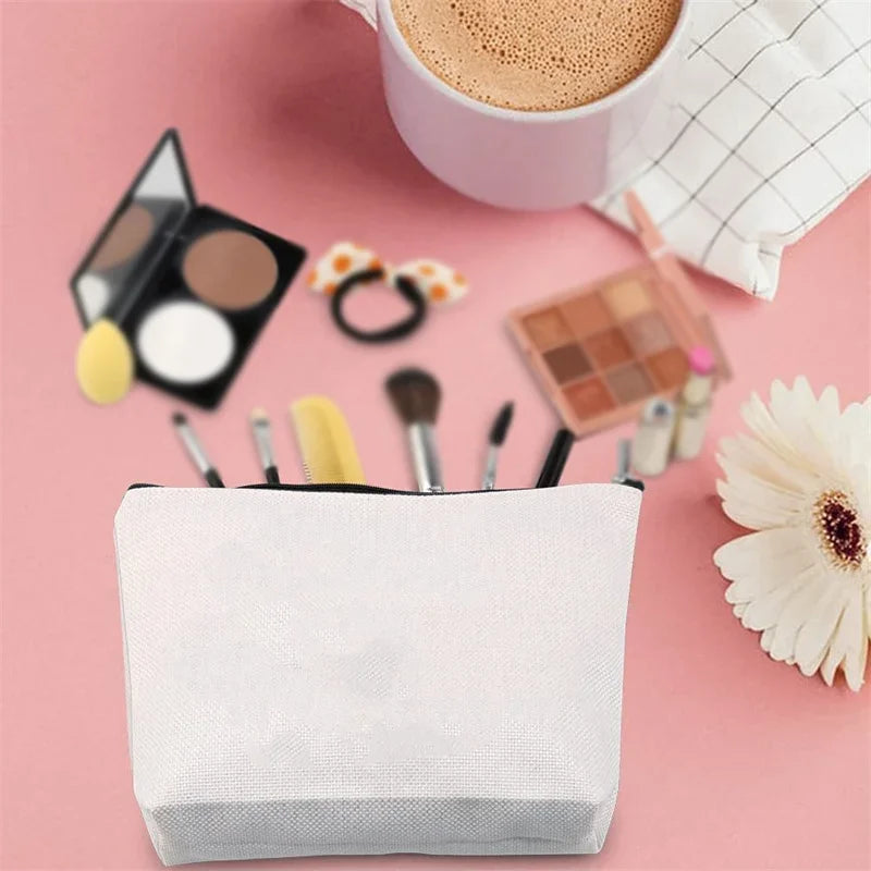5pcs Polyester Women Wristlets Cosmetic Sublimation Blank Makeup Bag with Zipper Travel Portable Storage Bags For Heat Transfer Print