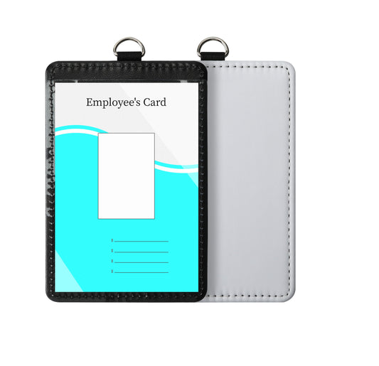 30 Pack Sublimation Blank Clear Genuine Leather ID Badge Holder DIY Heat Transfer Print Vertical ID Card Holders for Badges Waterproof Name Tag Holders for Coach Office Employees Students